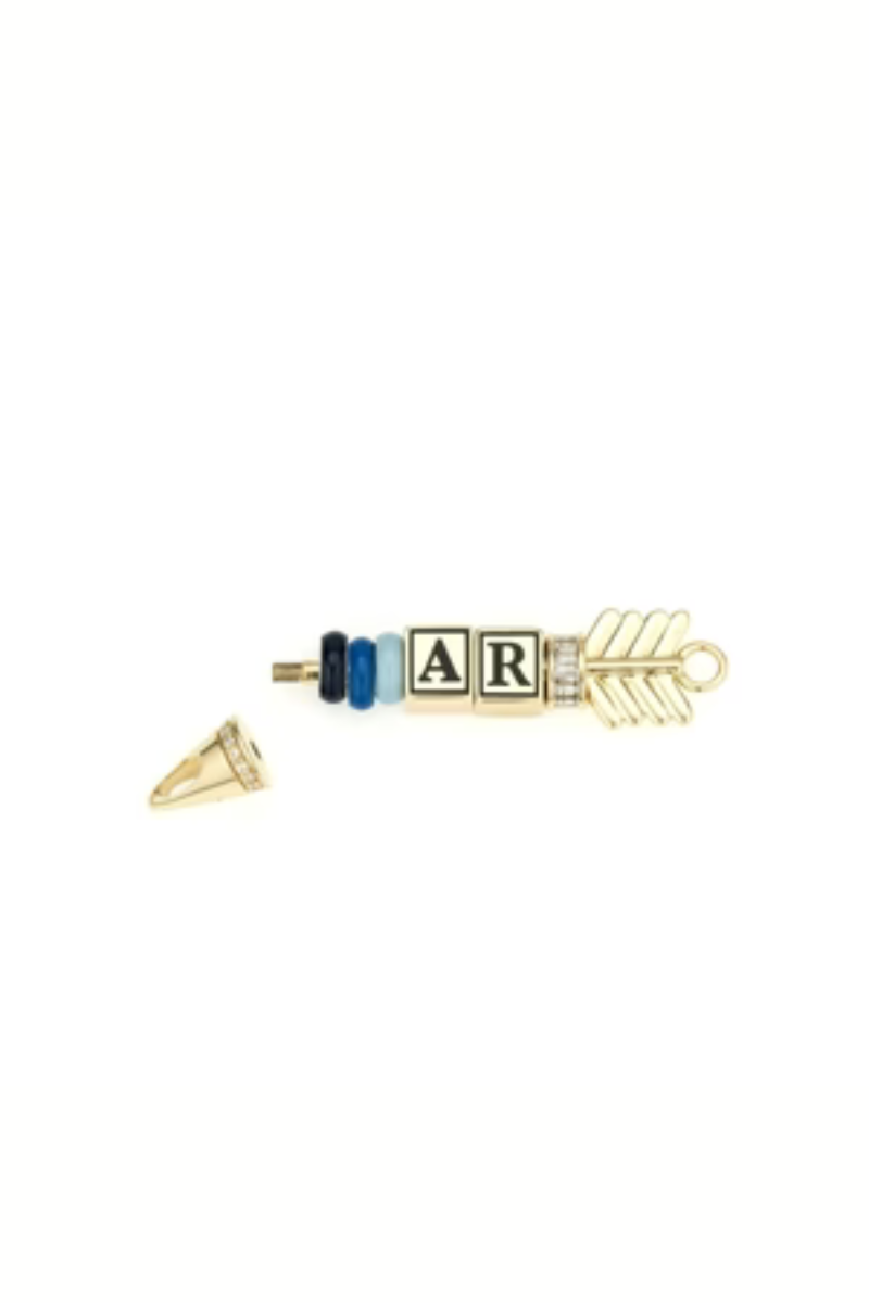 Adina Reyter Mini Diamond Arrow Hinged Charm with beads, unscrewed