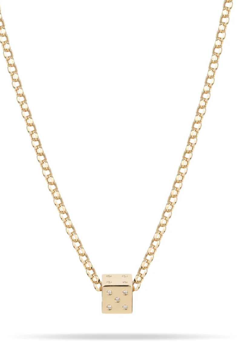 Adina Reyter Diamond Dice Big Bead 14K on rolo