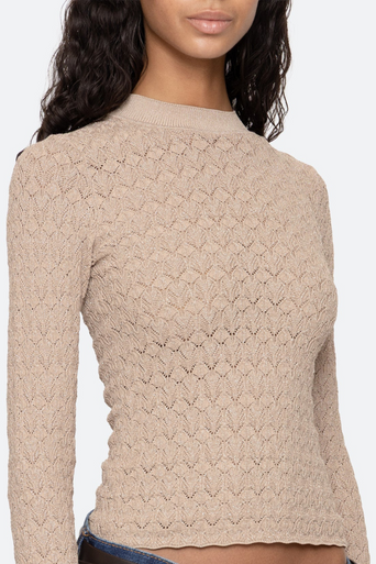 Sea New York Ruby Long Sleeve Top Champagne super close up