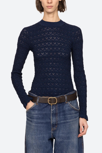 Sea Ruby Long Sleeve Top Navy front