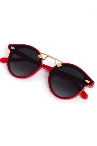 Krewe STL Nylon Cherry 18k Sunglasses folded by itself