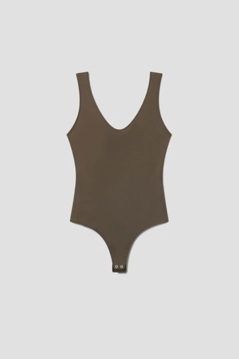 Agolde Tora Tank Bodysuit Grove laid flat