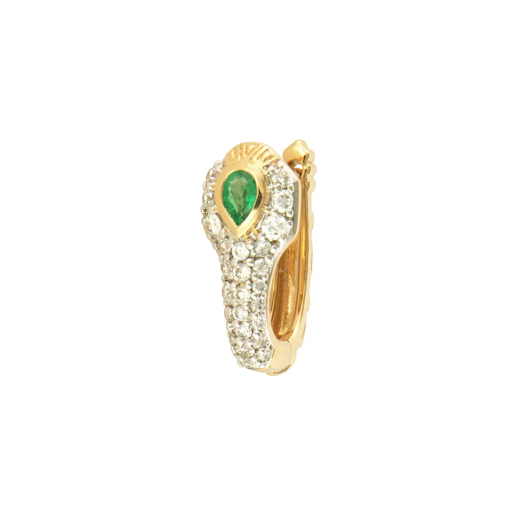 Single Diamondback Emerald Snake Hoop by itself