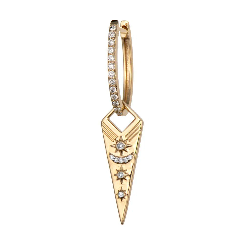 Single Double-Sided Evil Eye Dagger Charm on diamond sun and moon side
