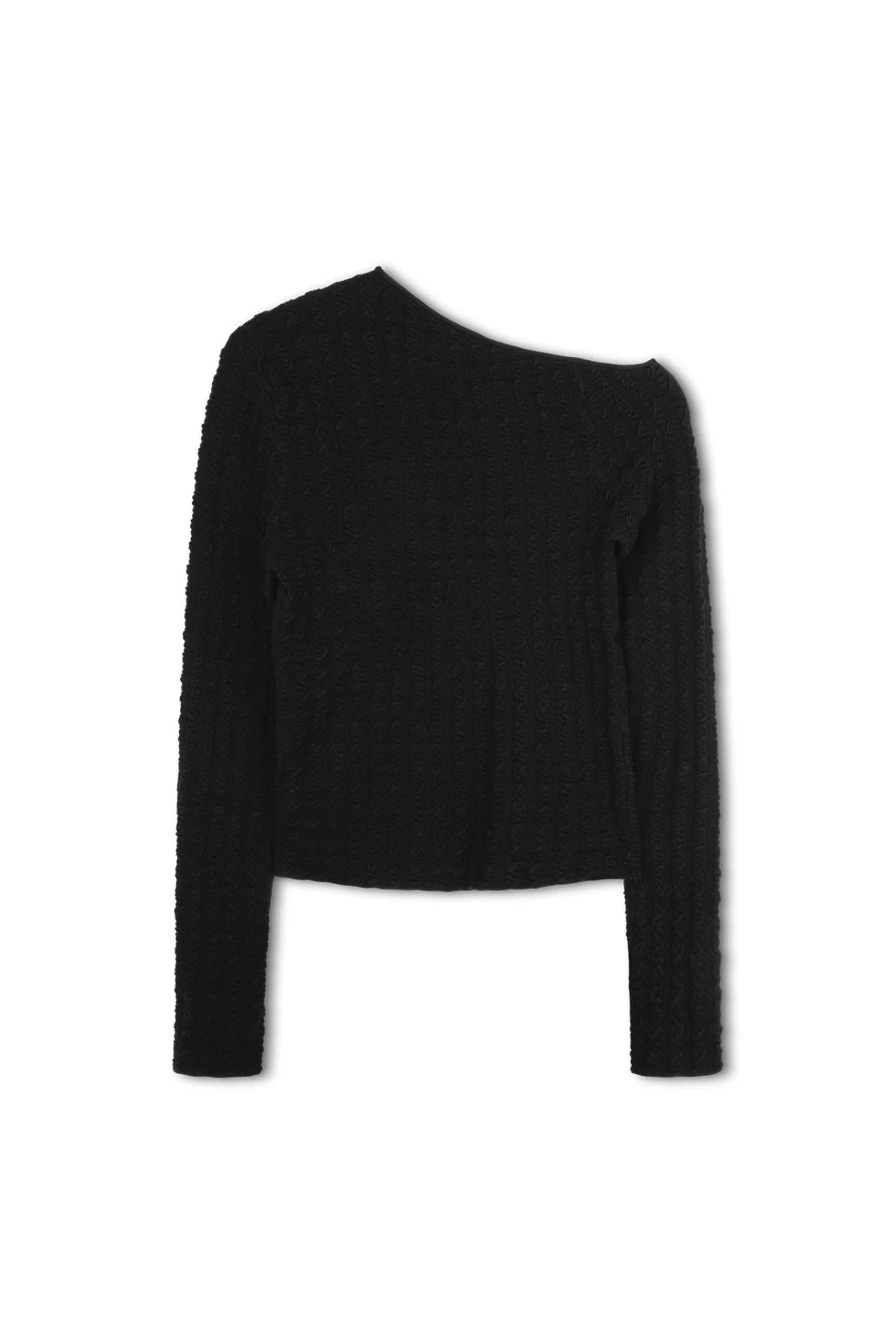 Black long-sleeve top on a white background