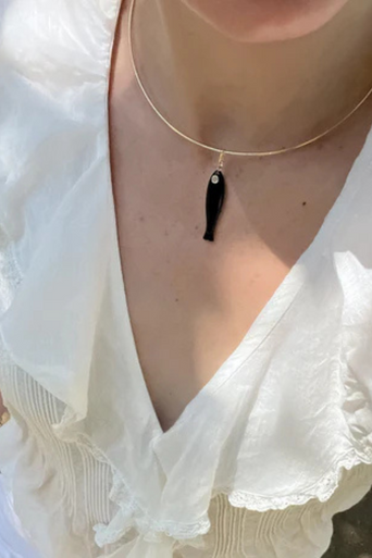 Thatch Fortuna Onyx Charm on model