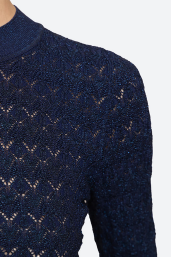 Sea Ruby Long Sleeve Top Navy super close up