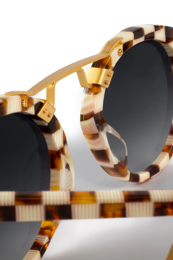 Krewe STL Nylon Caffe 24k Sunglasses super close up, by itself