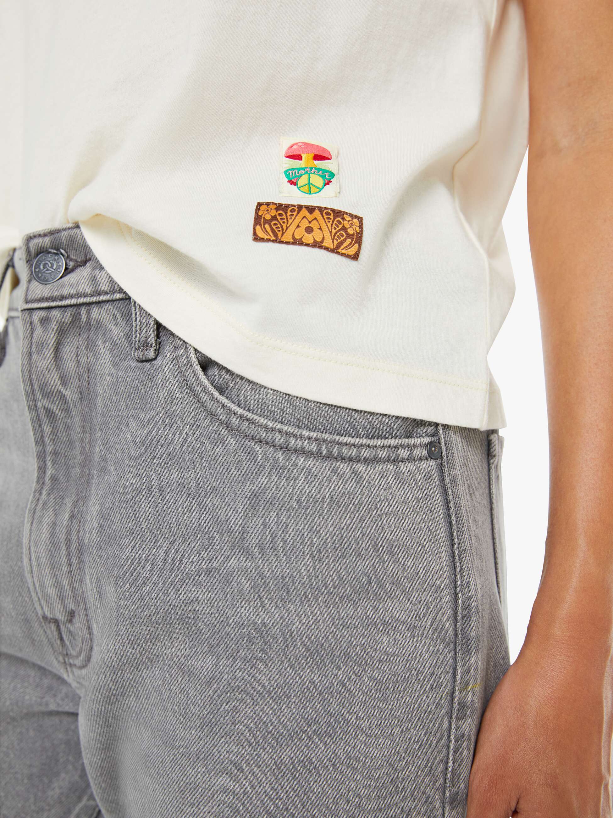The Half Square Tee logo patch detail