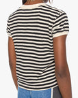 The Boxy Goodie Goodie Tee in BKC close up back view on model