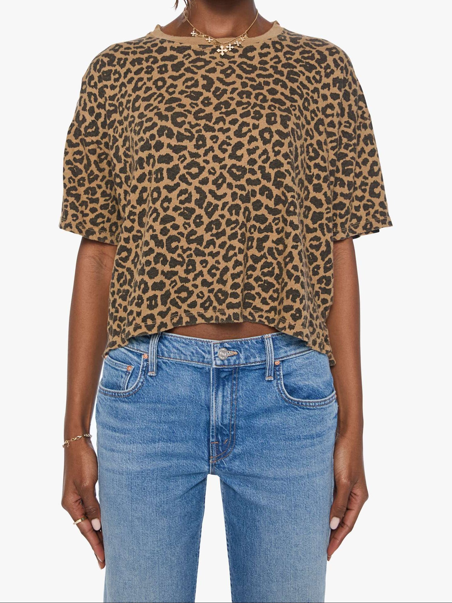 The Boxy Ringer Tee front view on model