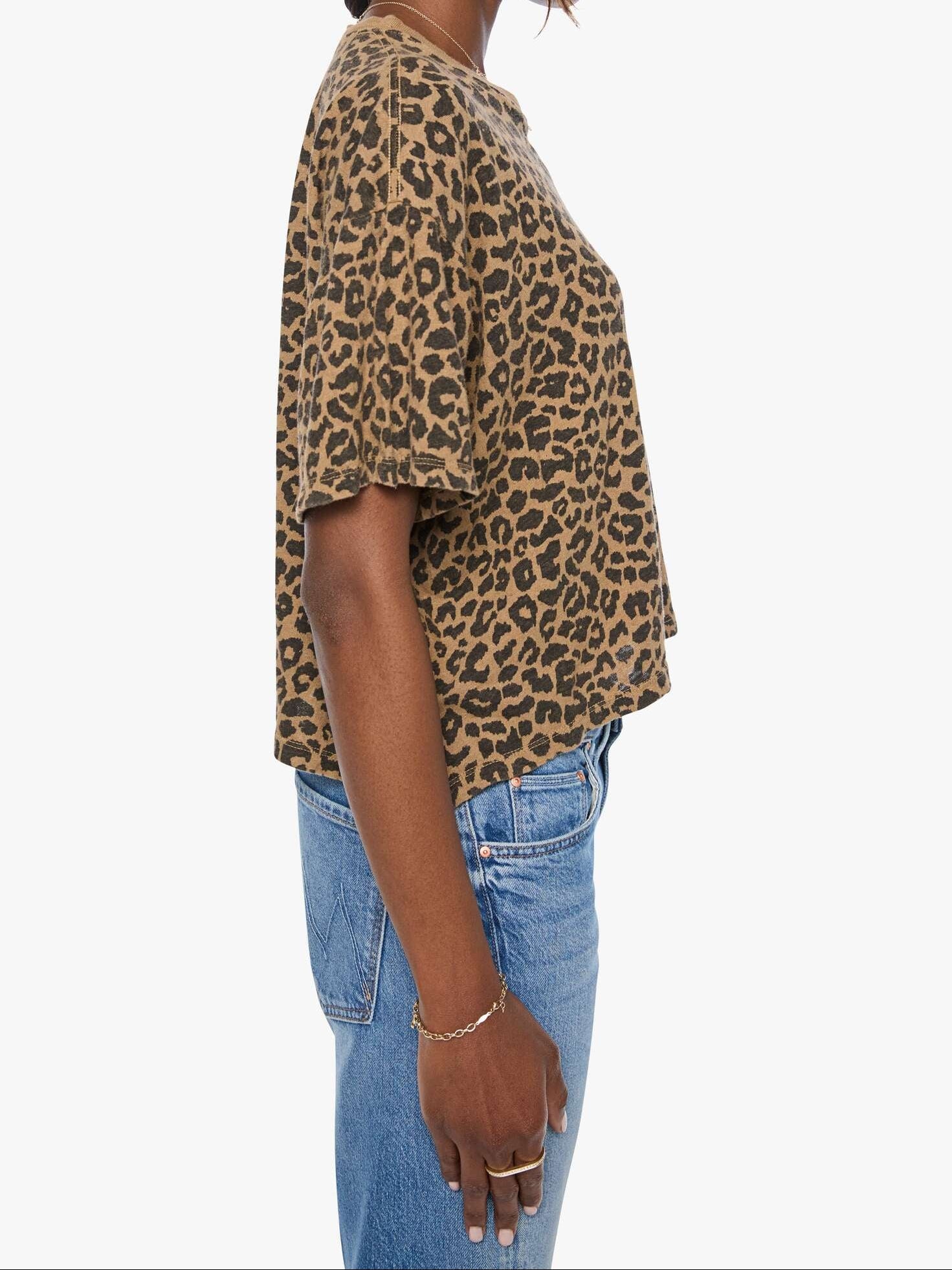 The Boxy Ringer Tee side view on model
