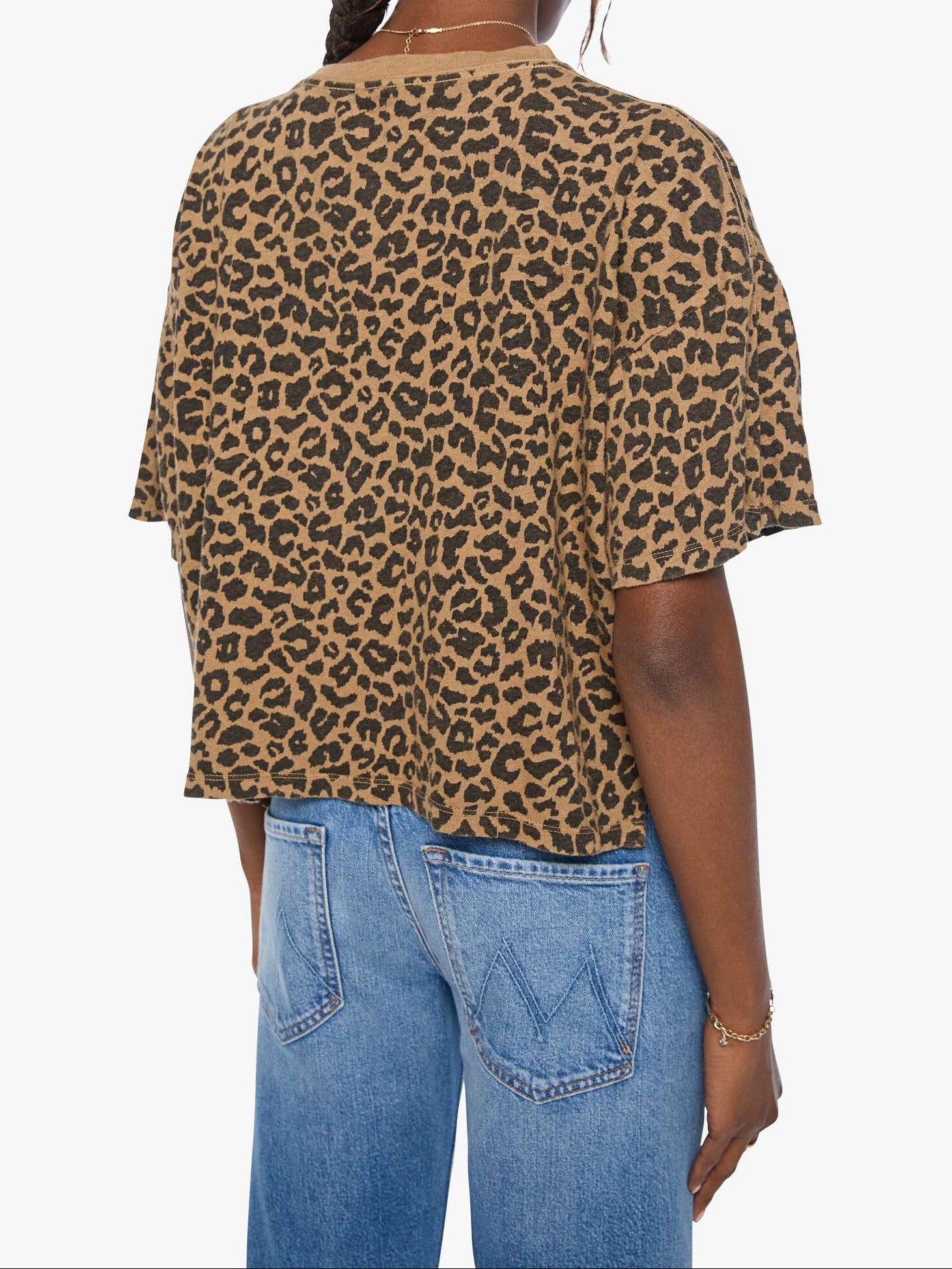 The Boxy Ringer Tee back view on model