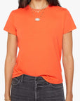 The Lil Goodie Goodie Tee in DRN close up front view on model