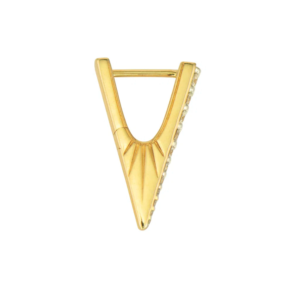 Single Small Diamond V Hoop Earring side