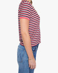 The Lil Goodie Goodie Ringer in Pink Stripe side view on model