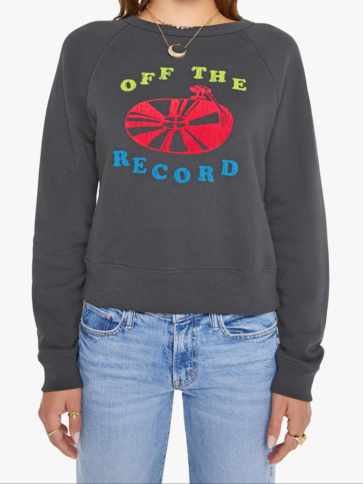 The Itty Concert Sweatshirt in Off The Record front view on model