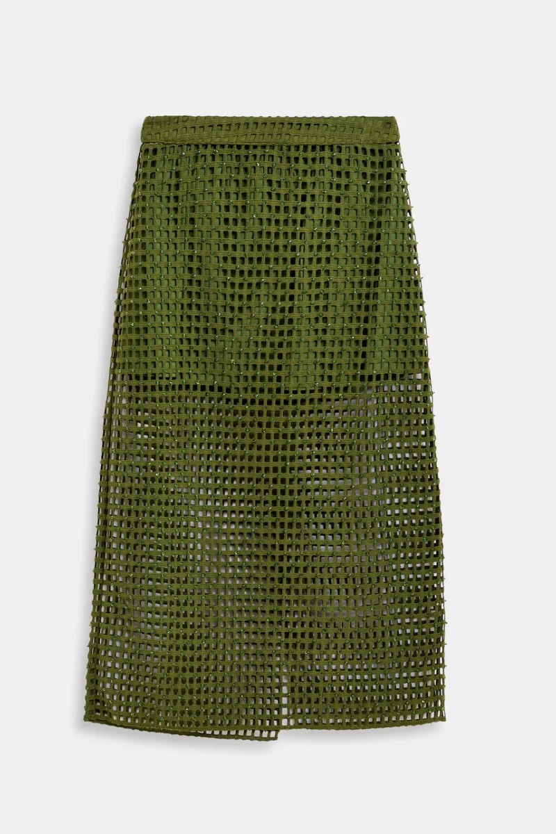 Essentiel Handkerchief Sequin Mesh Midi Skirt by itself