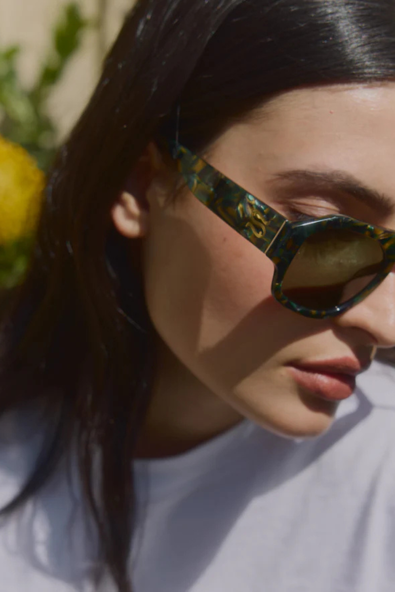 Sardine Louie Abalone Rizz Sunglasses side view on model