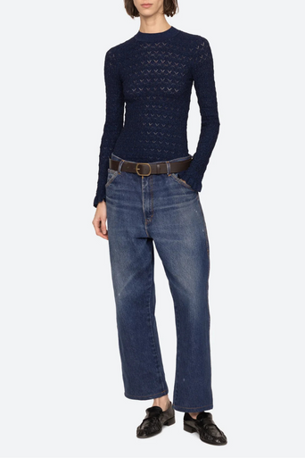 Sea Ruby Long Sleeve Top Navy full body