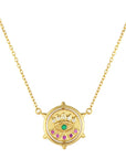 Heart and Evil Eye Double Sided Flip Necklace on side showing evil eye
