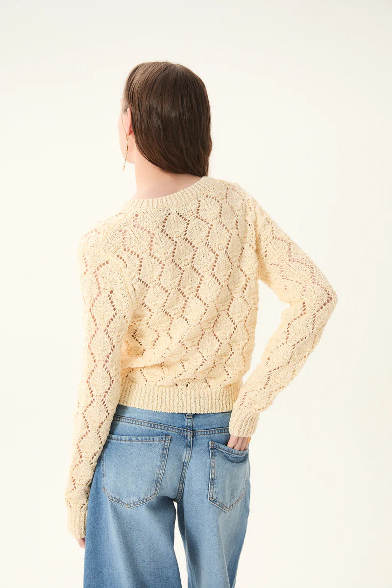 Cerdena Cardigan close up back view on model