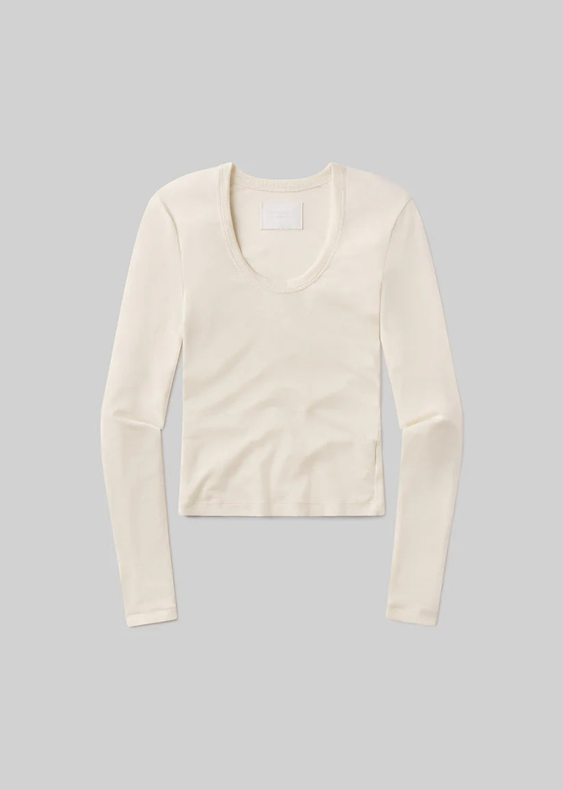 White long-sleeve shirt on a gray background
