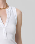 Caralyn Tank in White close up shoulder