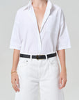 Frances Cropped Cape Button Up front