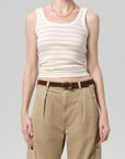 Faye Tank in Golden Pinstripe front