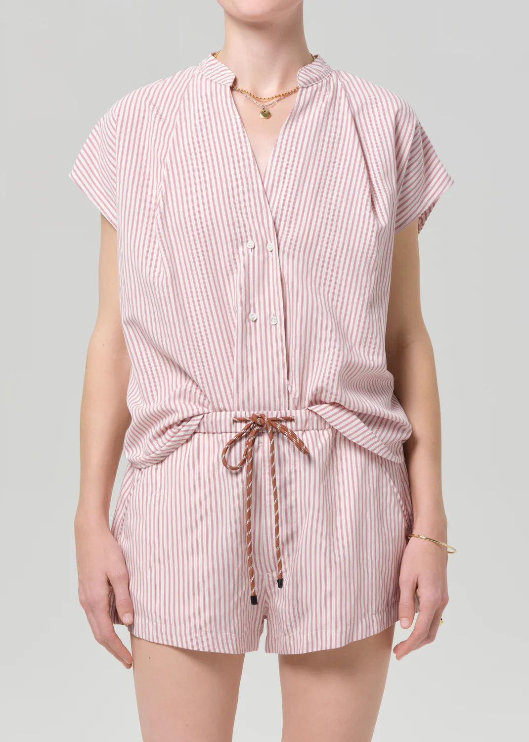Penelope Blouse In Raspberry Stripe front
