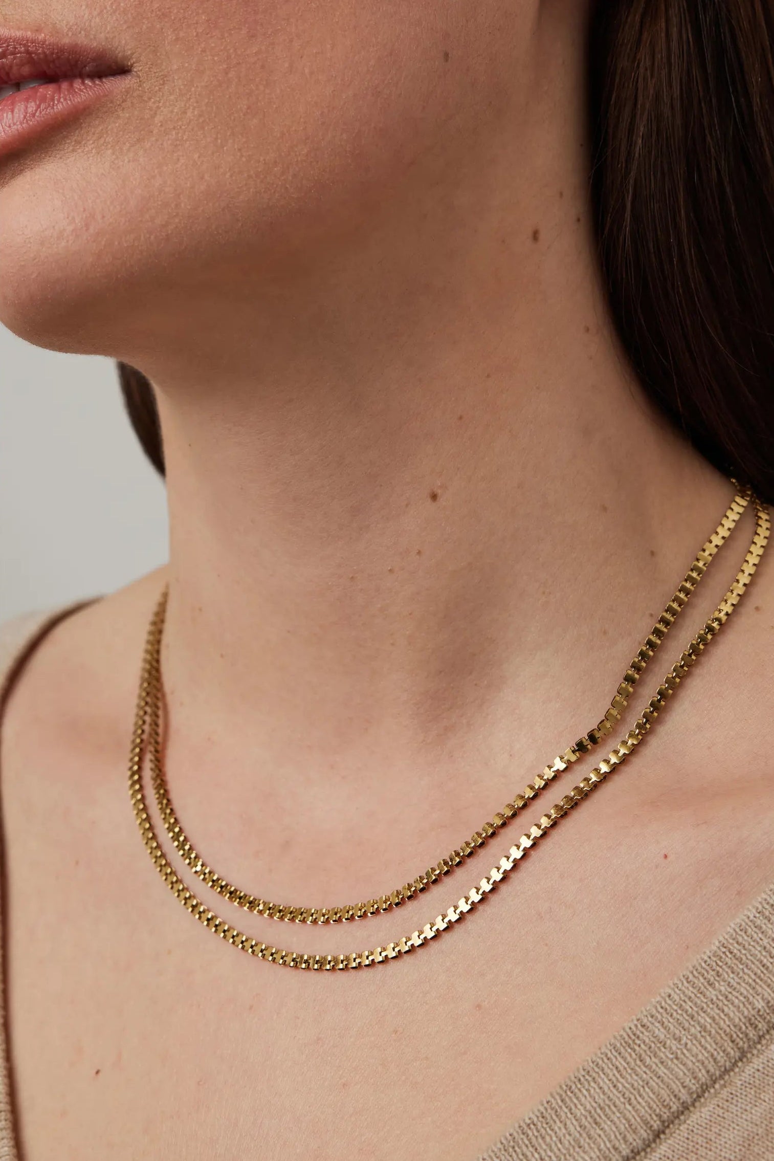 Double Amalfi Chain Necklace on model