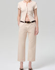 Tabi Short Sleeve Cardigan in Shrimp full body front