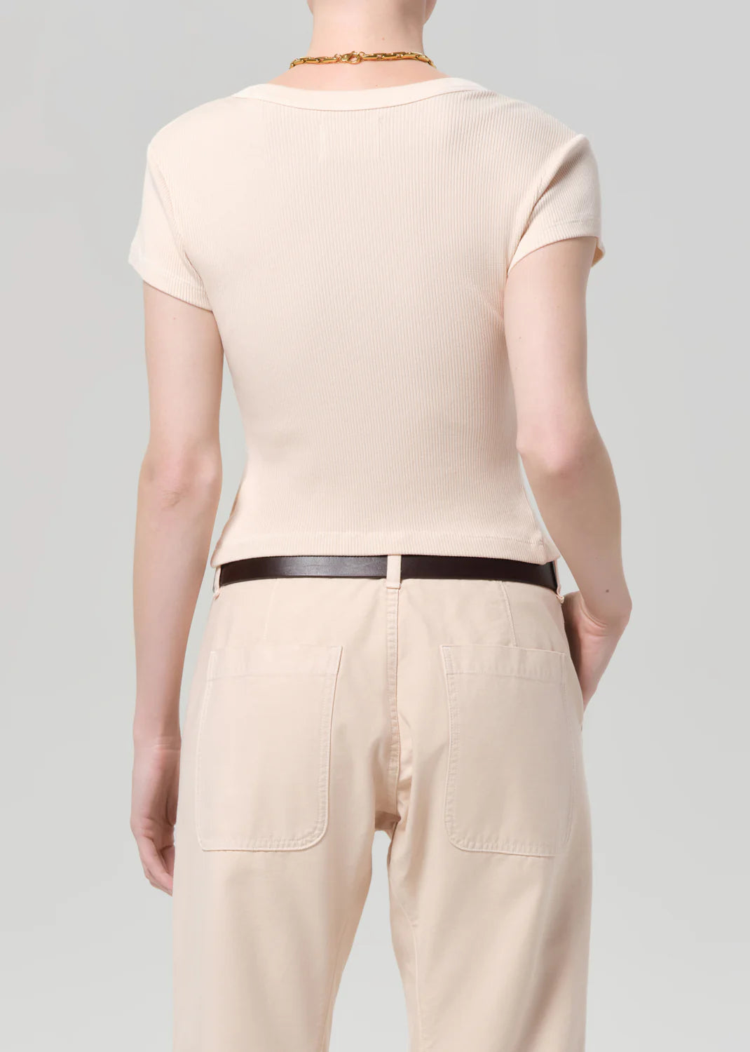 Tabi Short Sleeve Cardigan in Shrimp back