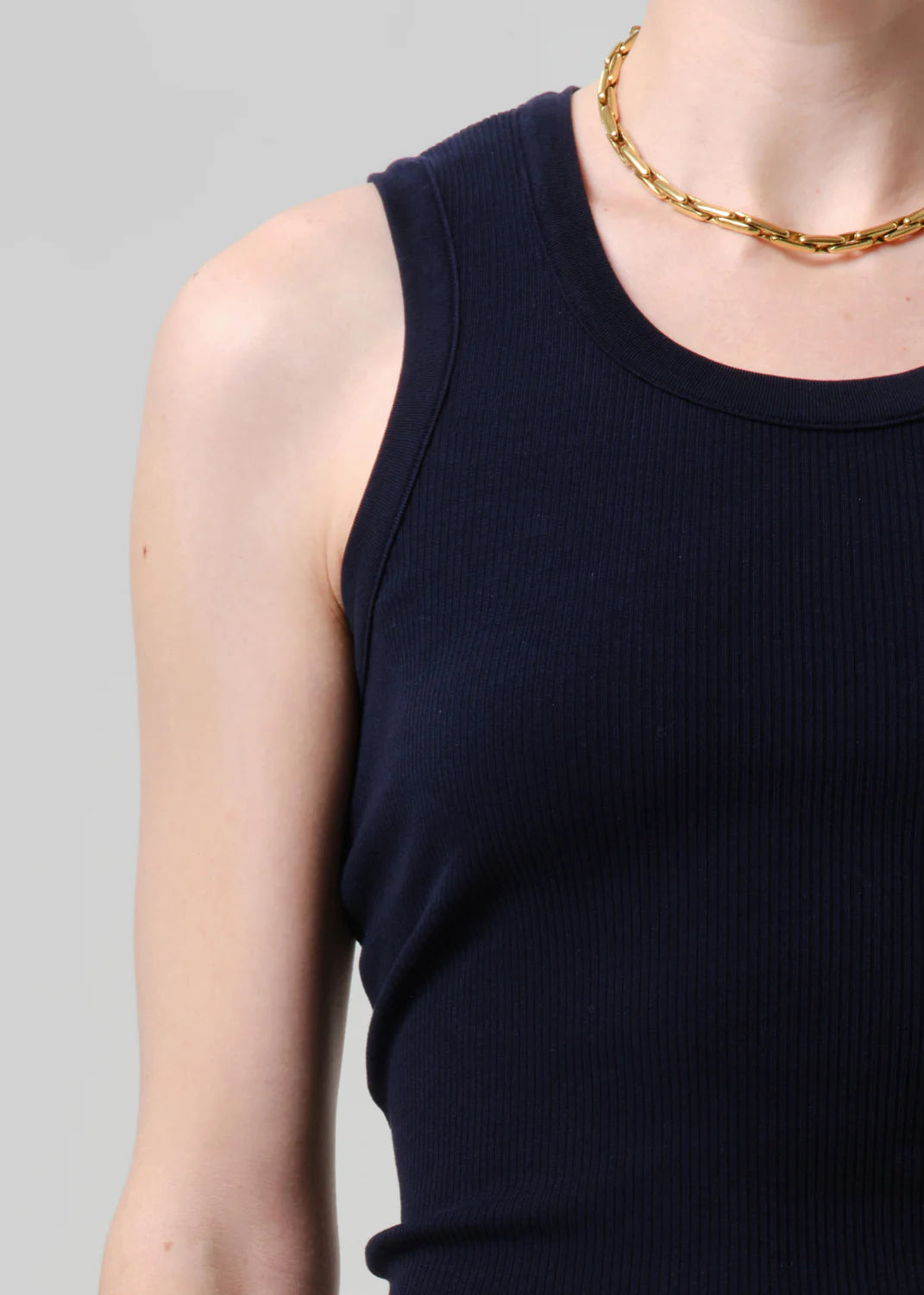 Nova Tank in Navy close up