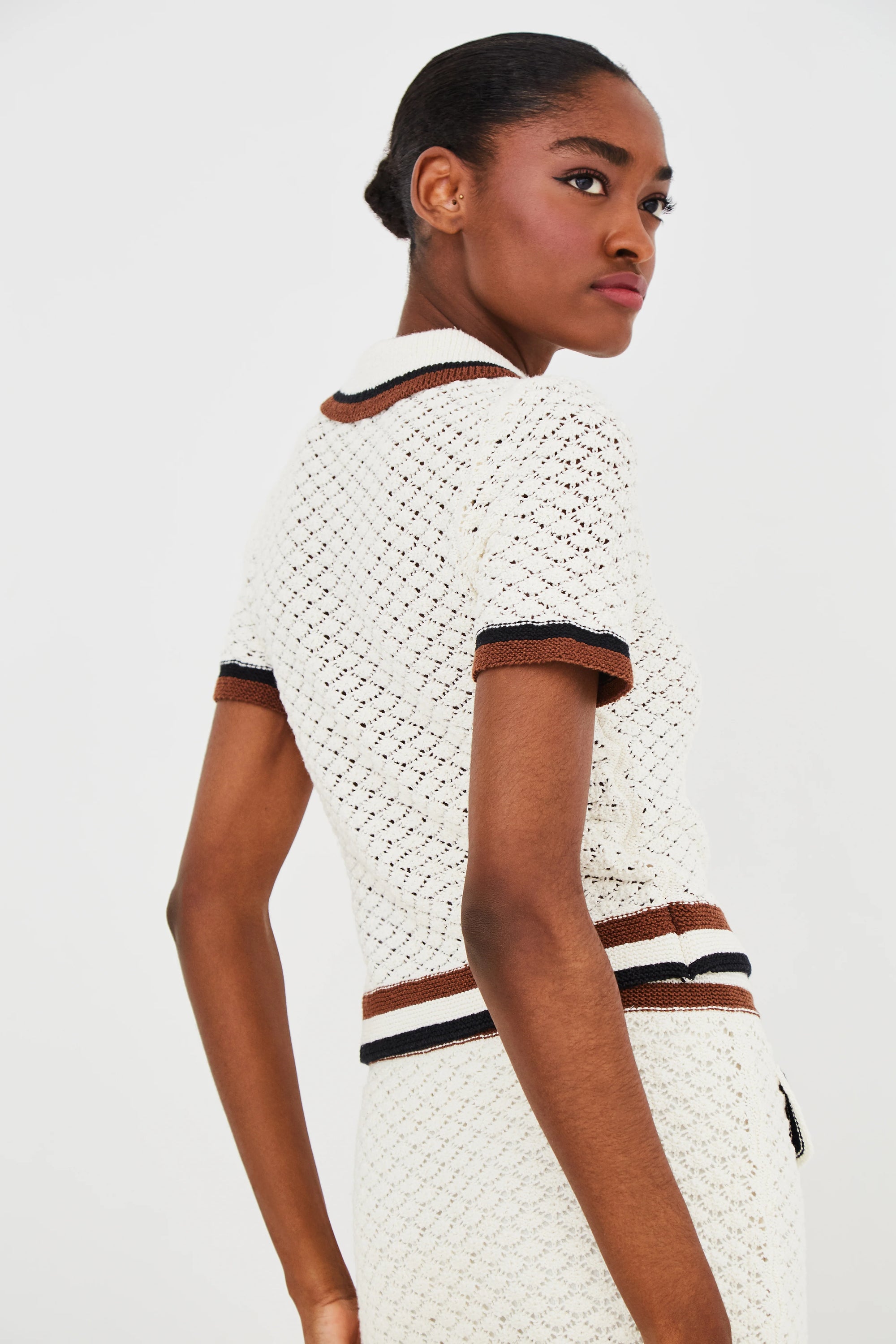 Ginger Short Sleeve Polo Top close up back and side view