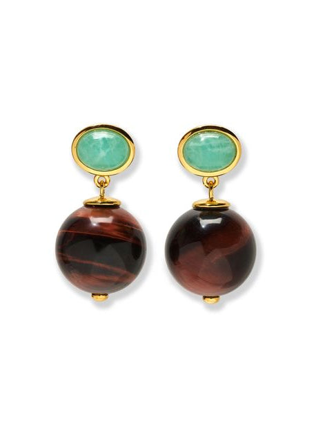 Umbria Earrings in Tigers Eye side by side