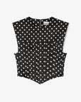Polka-Dot Satin Corset Top laid flat front