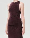 Anya Midi Dress close up front and partial side view