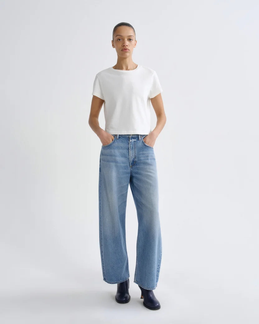 Low Curve Crop Jean in Chord front view on model