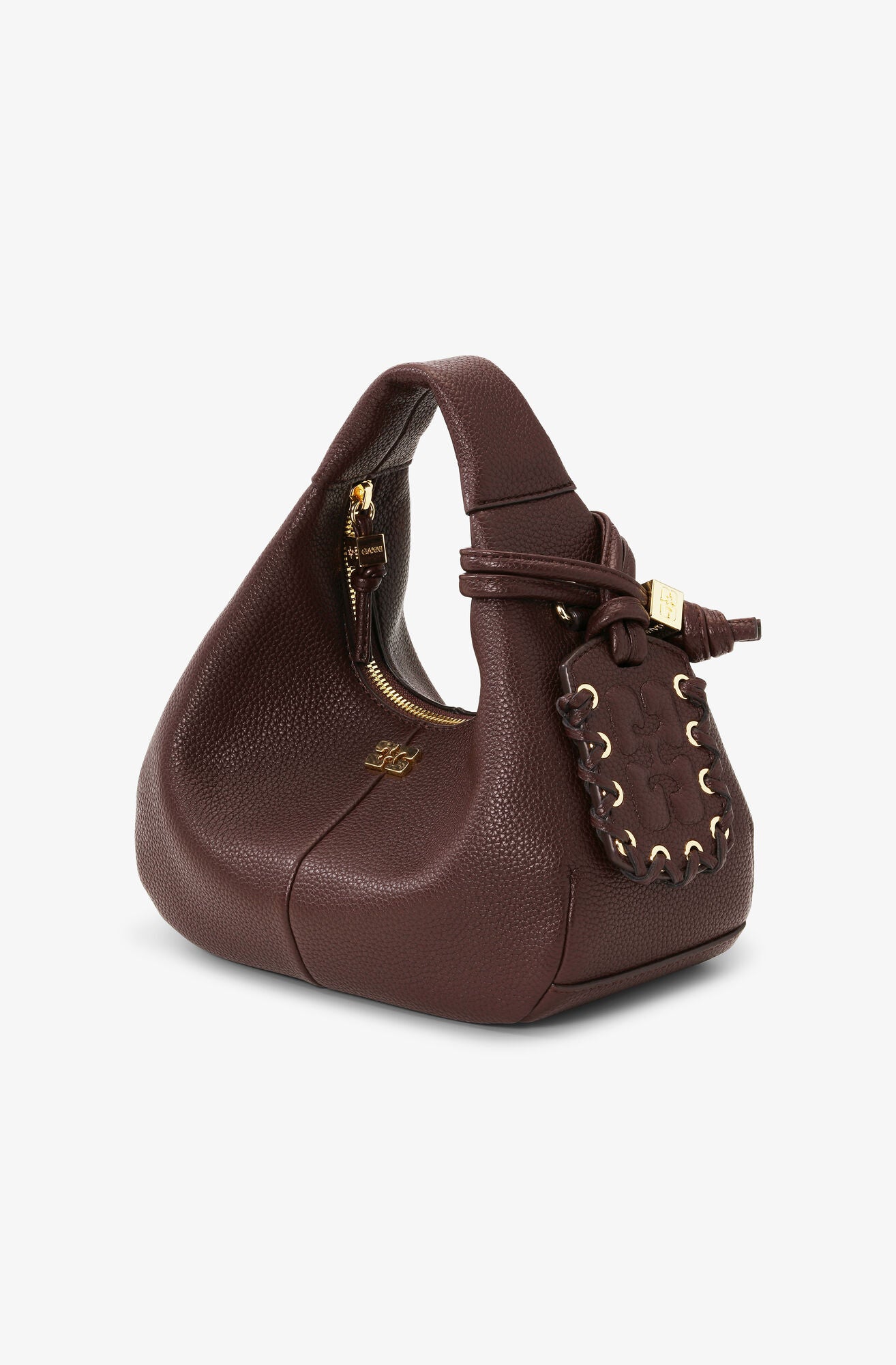 Brown Mini Hobo Bag angled side view