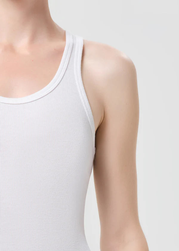 Maria Bodysuit in White close up shoulder