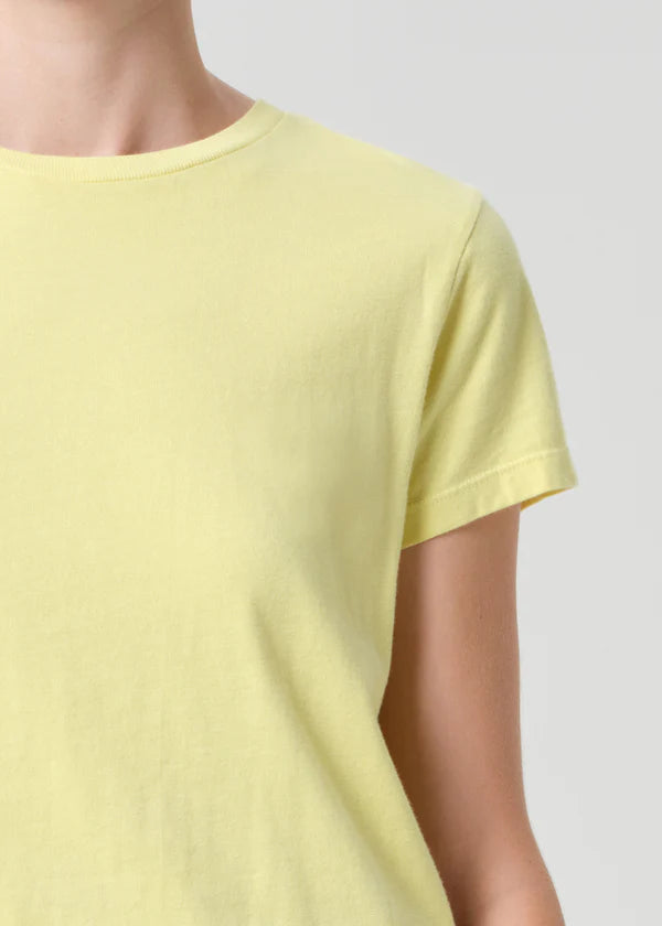 Adine Shrunken Tee Canary close up shoulder