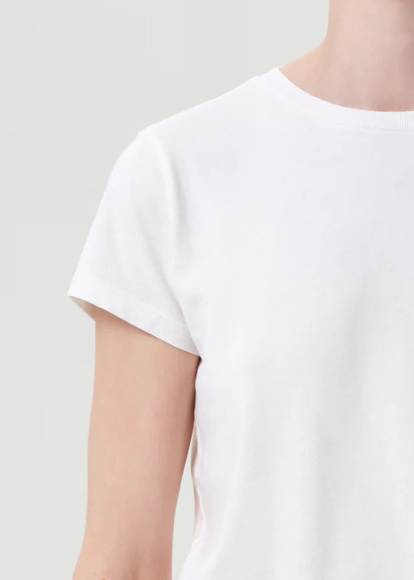 Adine Shrunken Tee White Ash close up shoulder