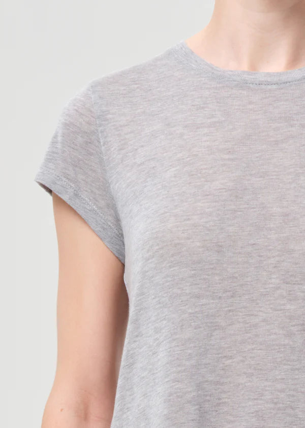 Adine Shrunken Tee Grey close up front