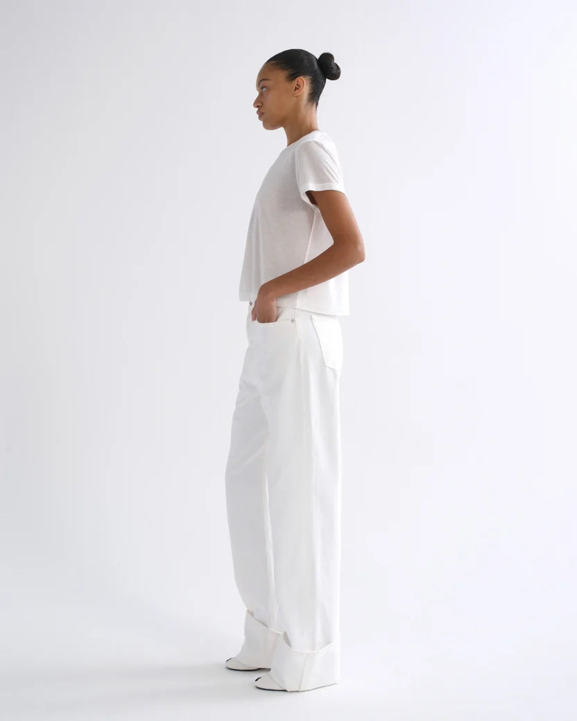 Adine Tee in Gesso side view on model