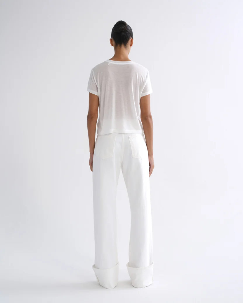 Adine Tee in Gesso back view on model