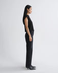 Bryce Cap Sleeve Tee in Black side view on model