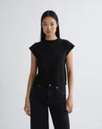 Bryce Cap Sleeve Tee in Black front view on model