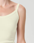 Jordan Tank in Lemon Drop close up shoulder
